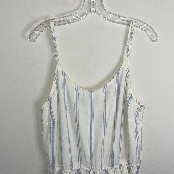 Garnet Hill White with Blue Stripe Organic Cotton Jumpsuit Size XL - Picture 7 of 11